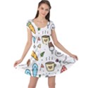 Doodle Fun Food Drawing Cute Cap Sleeve Dress View1