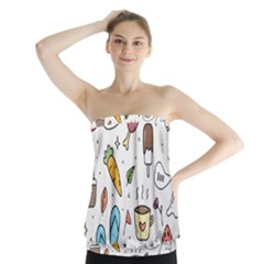 Doodle Fun Food Drawing Cute Strapless Top by Apen