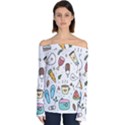 Doodle Fun Food Drawing Cute Off Shoulder Long Sleeve Top View1