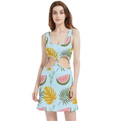 Watermelon Leaves Fruit Foliage Velour Cutout Dress by Apen