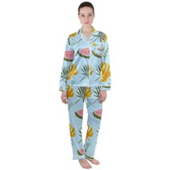 Watermelon Leaves Fruit Foliage Women s Long Sleeve Satin Pajamas Set	 by Apen