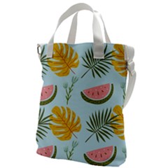 Watermelon Leaves Fruit Foliage Canvas Messenger Bag by Apen