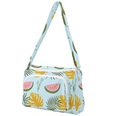 Watermelon Leaves Fruit Foliage Front Pocket Crossbody Bag by Apen