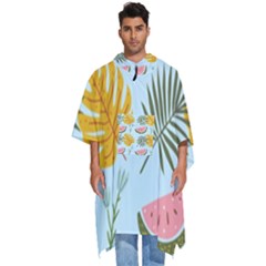 Watermelon Leaves Fruit Foliage Men s Hooded Rain Ponchos by Apen