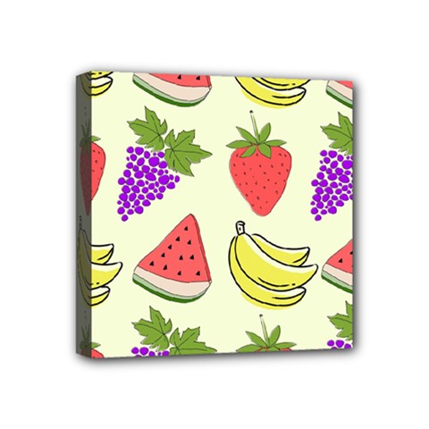 Fruits Pattern Background Food Mini Canvas 4  x 4  (Stretched)