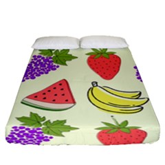 Fruits Pattern Background Food Fitted Sheet (queen Size) by Apen