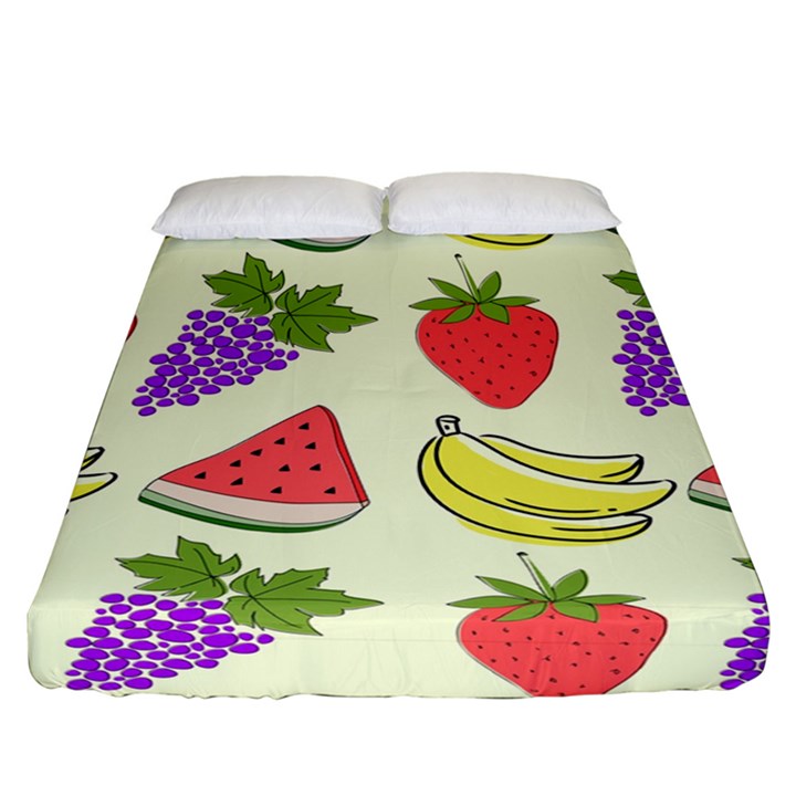 Fruits Pattern Background Food Fitted Sheet (California King Size)