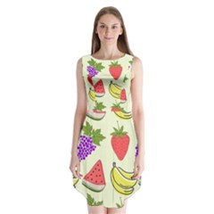 Fruits Pattern Background Food Sleeveless Chiffon Dress   by Apen