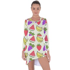 Fruits Pattern Background Food Asymmetric Cut-out Shift Dress by Apen