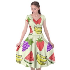 Fruits Pattern Background Food Cap Sleeve Wrap Front Dress