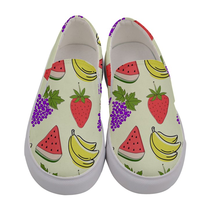 Fruits Pattern Background Food Women s Canvas Slip Ons