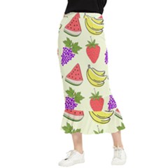 Fruits Pattern Background Food Maxi Fishtail Chiffon Skirt