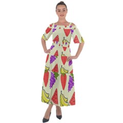 Fruits Pattern Background Food Shoulder Straps Boho Maxi Dress 