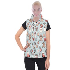 Christmas Cartoon Pattern Women s Button Up Vest by Apen