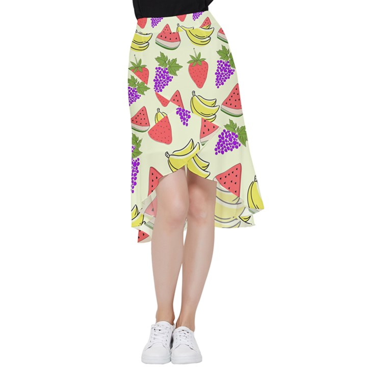 Fruits Pattern Background Food Frill Hi Low Chiffon Skirt