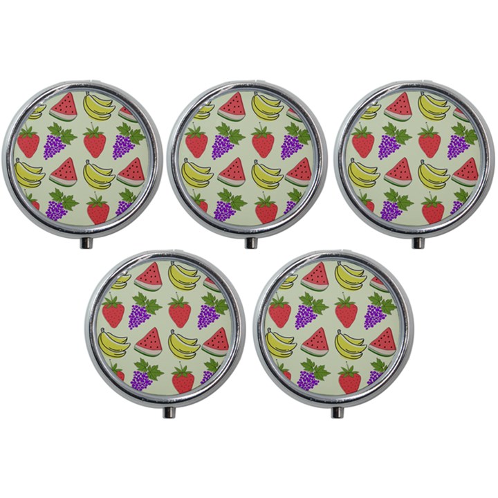 Fruits Pattern Background Food Mini Round Pill Box (Pack of 5)