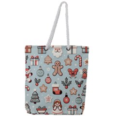 Christmas Cartoon Pattern Full Print Rope Handle Tote (large) by Apen