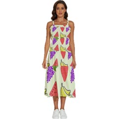 Fruits Pattern Background Food Sleeveless Shoulder Straps Boho Dress