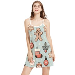 Christmas Cartoon Pattern Summer Frill Dress