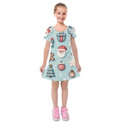 Christmas Decoration Angel Kids  Short Sleeve Velvet Dress by Apen