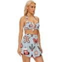 Christmas Cartoon Pattern Vintage Style Bikini Top and Skirt Set  View3