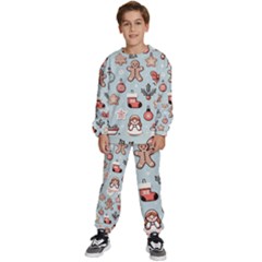 Christmas Cartoon Pattern Kids  Sweatshirt Set by Apen