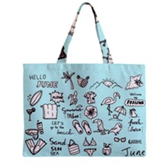 June Doodle Tropical Beach Sand Zipper Mini Tote Bag by Apen