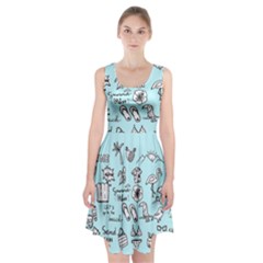 June Doodle Tropical Beach Sand Racerback Midi Dress