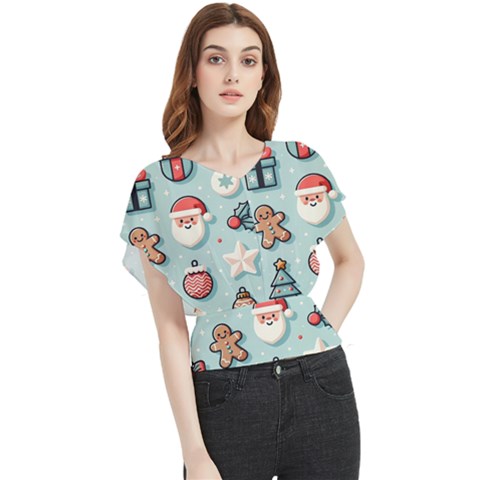 Christmas Decoration Angel Butterfly Chiffon Blouse by Apen