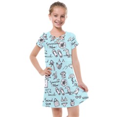 June Doodle Tropical Beach Sand Kids  Cross Web Dress by Apen