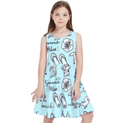 June Doodle Tropical Beach Sand Kids  Skater Dress by Apen