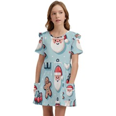 Christmas Decoration Angel Kids  Frilly Sleeves Pocket Dress by Apen