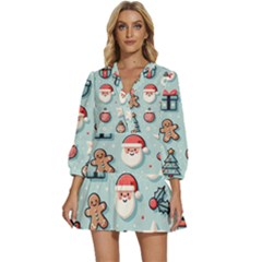 Christmas Decoration Angel V-neck Placket Mini Dress by Apen