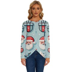 Christmas Decoration Angel Long Sleeve Crew Neck Pullover Top by Apen