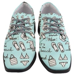 June Doodle Tropical Beach Sand Women Heeled Oxford Shoes by Apen