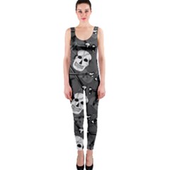 Skull Skeleton Pattern Texture One Piece Catsuit by Apen