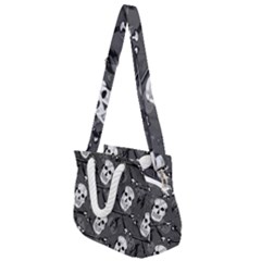 Skull Skeleton Pattern Texture Rope Handles Shoulder Strap Bag by Apen