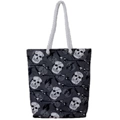 Skull Skeleton Pattern Texture Full Print Rope Handle Tote (small) by Apen