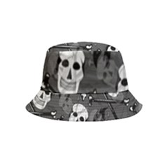 Skull Skeleton Pattern Texture Inside Out Bucket Hat (kids) by Apen