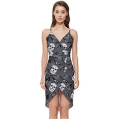 Skull Skeleton Pattern Texture Wrap Frill Dress by Apen