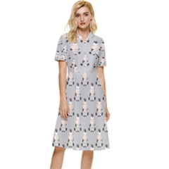 Zebra Wildlife Animal Mammal Button Top Knee Length Dress by Apen