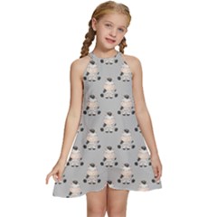 Zebra Wildlife Animal Mammal Kids  Halter Collar Waist Tie Chiffon Dress by Apen