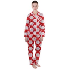 Christmas Snowflakes Background Pattern Women s Long Sleeve Satin Pajamas Set	 by Apen