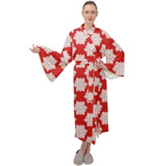 Christmas Snowflakes Background Pattern Maxi Velvet Kimono by Apen