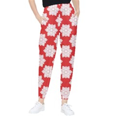 Christmas Snowflakes Background Pattern Women s Tapered Pants by Apen