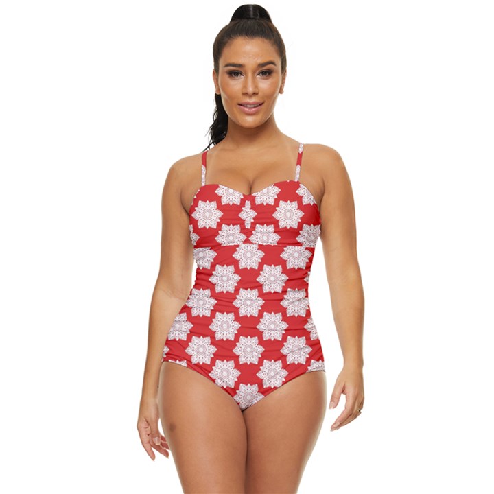 Christmas Snowflakes Background Pattern Retro Full Coverage Swimsuit