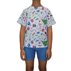 New Year Christmas Winter Pattern Kids  Short Sleeve Swimwear by Apen