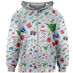 New Year Christmas Winter Pattern Kids  Zipper Hoodie Without Drawstring by Apen