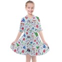 New Year Christmas Winter Pattern Kids  All Frills Chiffon Dress View1