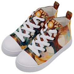 Tree Cosmic Spiritual Meditation Kids  Mid-top Canvas Sneakers by Apen